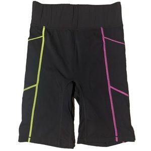 All Access High Waisted Biker Shorts Black Neon Size Small